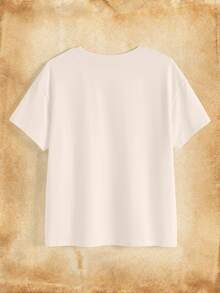 HARRY POTTER X SHEIN Women's Letter & Book Print Round Neck Short Sleeve Casual T-Shirt - White - View 8