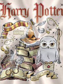 HARRY POTTER X SHEIN Women's Letter & Book Print Round Neck Short Sleeve Casual T-Shirt - White - View 3