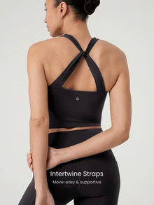GLOWMODE Intertwine Tank Top Bra Low Impact Yoga Pilates Daily Spring Summer - Black - View 4