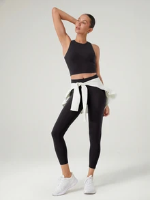 GLOWMODE Intertwine Tank Top Bra Low Impact Yoga Pilates Daily Spring Summer - Black - View 7