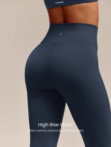 GLOWMODE 31" FeatherFit™ High-Rise Flared Leggings Pants Low Impact Yoga Pilates Daily Spring Summer - Navy Blue - View 4