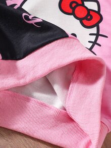 HELLO KITTY AND FRIENDS | SHEIN طقم هودي وبنطلون جوجر للبنات الرضع بطبعة حروف كرتونية وتصميم كتل لونية وردي وأسود مريح للخريف والشتاء 1 طقم - متعدد الألوان - مشاهدة 7
