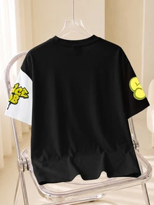 SpongeBob SquarePants | SHEIN Men's Round Neck Short Sleeve Casual T-Shirt - White - View 2