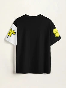 SpongeBob SquarePants | SHEIN Men's Round Neck Short Sleeve Casual T-Shirt - White - View 4