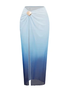 Sirith Women's Sexy Tight-Fitting Elegant Beach Mesh Skirt, Graceful Two Pieces Swimsuit For Summer Vacation - Blue - View 7