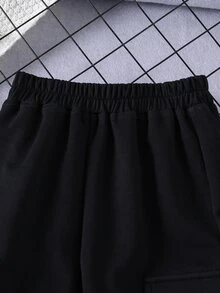 SHEIN Playful Pals 女童休閒百搭日常旅行長褲 - 黑色 - 查看 6