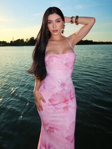 hhfernanda Women's Floral Print Backless Casual Dress For Vacation,Summer Dresses For Women - Mauve Purple - View 6