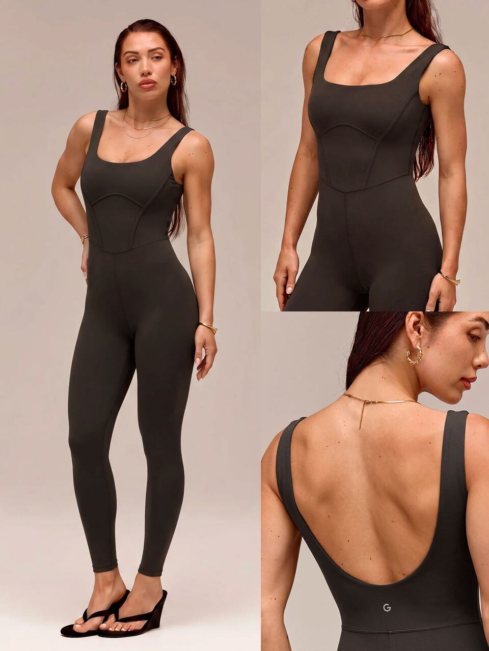 24" FeatherFit™ Tummy Control Open Back Bodysuit Jumpsuit