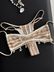 Swim Vcay 2pcs/Set Women's Colorblock Striped Fashionable Bikini, Summer 2026 - Multicolor - View 5