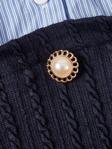 SHEIN MOD 2合1黑色長袖襯衫洋裝，返校季秋季休閒學院風復古畢業禮服，優雅度假外出茶會日派對洋裝 - 藍色 - 查看 5
