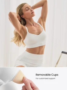 GLOWMODE FeatherFit™ Double-Strap Heart-Shaped Neck Sports Bra Low Impact Yoga Pilates Daily Spring Summer - White - View 2