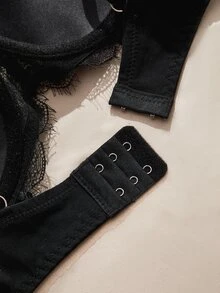 Charlaine 1pc Lace Patchwork Bra - Black - View 4