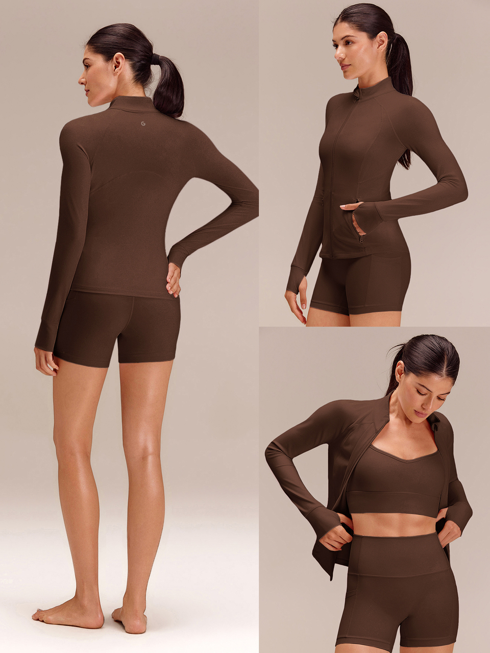 FeatherFit™ BBL Slim-Fit Pockets Zip Up Long Sleeve Jacket