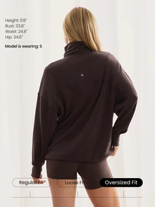 GLOWMODE Chaqueta con cremallera, cuello ancho, cordón ajustable y tela suave y transpirable de modal para días relajados, uso diario y casual - Marrón Chocolate - Ver 3