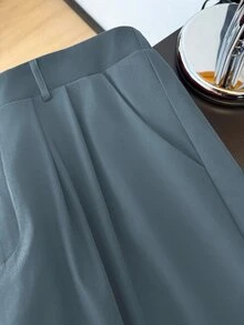 Elenzga 大码女士优雅锥形酒红色时尚西装裤，适合办公室通勤、春夏度假等场合，也适合毕业典礼、情人节、音乐节、母亲节、万圣节、感恩节、复活节、国庆节、舞会、约会派对、婚礼季、户外探险等场合。 - 霧霾藍 - 查看 8