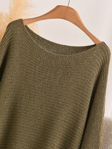 CosyJoli Plus Size Elegant French Style Patchwork Lace Knit Pullover Sweater Top For Women Winter - Army Green - View 7