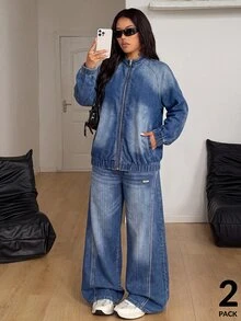 Coolane Women's Zipper Casual Versatile Daily Long Sleeve Denim Jacket Fall/Winter - Blue - View 4