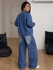 Coolane Women's Zipper Casual Versatile Daily Long Sleeve Denim Jacket Fall/Winter - Blue - View 3