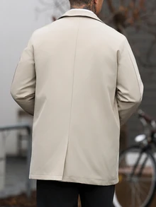 Manfinity CasualCool 男士純色休閒防風外套，口袋設計，適合日常穿著，也是送給男友和丈夫的理想禮物 - 卡其色 - 查看 2