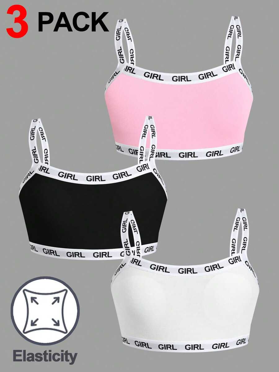 SHEIN 3PCS Tween Girls Bras And Bralettes - Multicolor - View 1