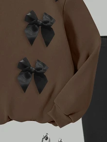 Elladie kids Gemütlicher Herbst- & Winterstil, Lässig Mode für Kleine Mädchen, kreative, erfrischende, minimalistische, süße Sweatshirt- und Leggings-Outfit-Kollektion mit Schleifenmuster in Schwarz, bequemer Zweiteiler - Verschiedenfarbig - Übersicht 8