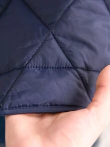 CosyJoli Plus Size Casual Elegant Cap Sleeve Diamond Pattern Padded Vest Jacket Daily Going Out Party For Women Autumn Office Work Navy - Navy Blue - View 9