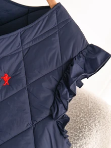 CosyJoli Plus Size Casual Elegant Cap Sleeve Diamond Pattern Padded Vest Jacket Daily Going Out Party For Women Autumn Office Work Navy - Navy Blue - View 8