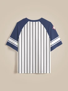 TOM & JERRY X SHEIN Men's Summer Casual Colorblock Striped Print T-Shirt - White - View 4