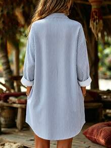Selamara Women's Striped Casual Daily Summer Shirt Dress Midi - Multicolor - View 2
