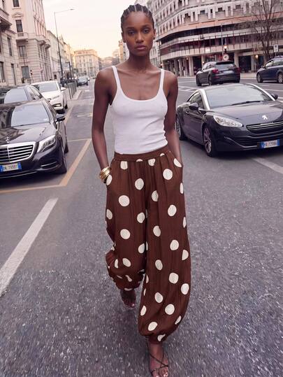 Maija Women's Polka Dot Casual Versatile Daily Lantern Long Pants
