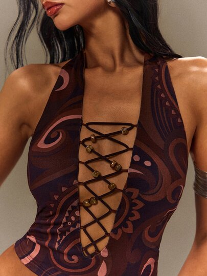 TypaGal Women's Summer Sexy Criss-Cross Strappy Backless Halter Tank Top