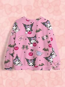HELLO KITTY AND FRIENDS | SHEIN 大尺碼女款字母卡通印花長袖休閒圓領衛衣 秋季 - 白色 - 查看 4