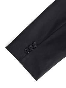 Manfinity Mode Men Solid Blazer & Chain Detail Suit Pants - Black - View 4