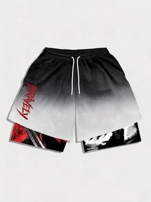 Gym Rark Pantalones cortos deportivos casuales para hombre con estampado de letras, cintura con cordón y doble capa - Multicolor - Ver 5
