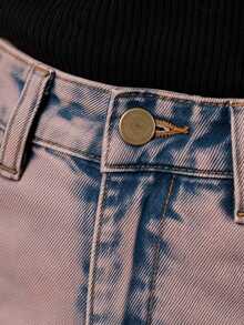 Zerodot Women Peach Tinted Wash Denim Skirt Casual Daily Fall Pre Fall - Pink - View 6