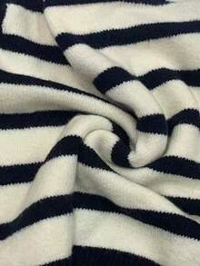 Balvessa Women's Striped Long Sleeve Single-Breasted Casual Knit Cardigan - Black and White - View 4