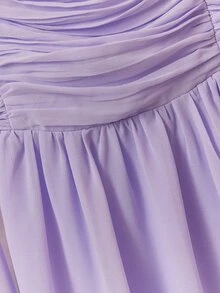 VOLUPTÉ CURVE Plus Size Women's Spring/Summer Purple Dress Chiffon Square Neck Ruched, Elegant Banquet Birthday Party Wedding Guest Dress Women - Purple - View 9