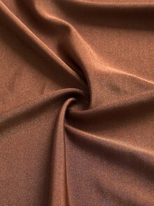 Viva Relle Plus Size Coffee Color Lace Patchwork Cold Shoulder Spaghetti Strap Dress With Side Ruched Waist, Evening Party Dress - Brown - View 7