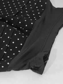 Momance Celana Jeans Denim Hamil Motif Polkadot dengan Kantong, Potongan Longgar dan Lebar - Hitam - View 7