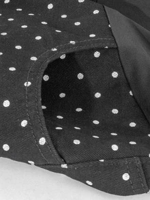 Momance Celana Jeans Denim Hamil Motif Polkadot dengan Kantong, Potongan Longgar dan Lebar - Hitam - View 5