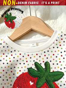 SHEIN Young Girls 1 Set Fall Polka Dot Strawberry Print Sweatshirt & Pants Set, Cute Cozy Autumn Outfit - Multicolor - View 5