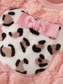 SHEIN 嬰兒秋冬新款甜美可愛衛衣＋毛絨長褲 2 件套 粉色可愛熊頭圖案熊熊套裝 - 淺粉色 - 查看 7