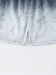 SHEIN Tween Boy Gradient Print Beach Shorts - Grey - View 5