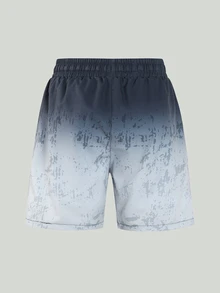 SHEIN Tween Boy Gradient Print Beach Shorts - Grey - View 2