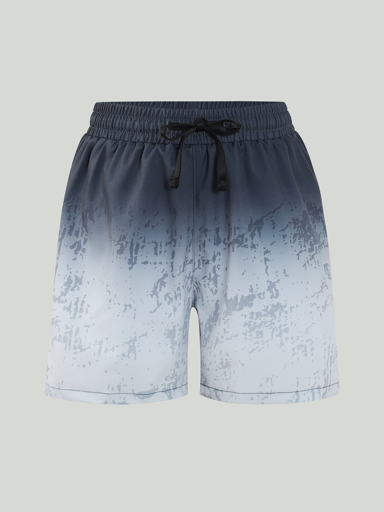 SHEIN Tween Boy Gradient Print Beach Shorts - Grey - View 3