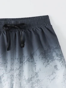 SHEIN Tween Boy Gradient Print Beach Shorts - Grey - View 4