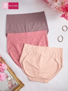 SHEIN 3件組大尺碼女款無縫素色休閒日常三角內褲 - 彩色 - 查看 2