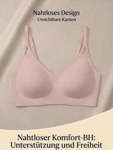 SHEIN حمالة صدر نسائية بلون موحد مريحة بتصميم بسيط ناعم أنيق بدون درزات للارتداء اليومي بيج صيفي - لون مشمشي - مشاهدة 6
