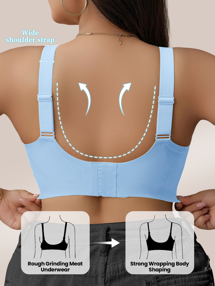 SHEIN Plus Size Women's Seamless Jelly Strip Soft Support Wireless Push-Up Bra With Molded Cups - Medium Wash - View 2