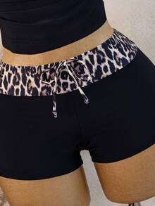 Bellisia Women's Beach Music Festival Spring Summer Leopard Print Spaghetti Strap Fashion Camisole Bikini Set - Multicolor - View 4